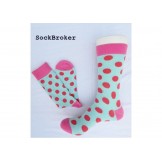 Turquoise Red and Pink polka dots c..
