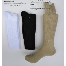 100% cotton over the calf comfort top athletic socks