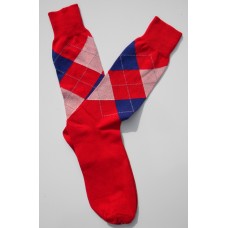Red, White & Blue Cotton Argyle Dress Socks 