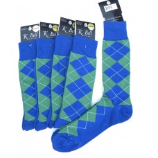 K.Bell Royal blue and green cotton argyle dress socks-Men's K.Bell Royal blue and green cotton argyle dress socks-Men's