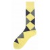 Vannucci mercerized cotton Yellow and blue argyle socks-men's