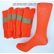 6 pack groomsmen cotton orange dress socks-Men's