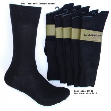 6prs  Black Combed Cotton Dress Socks-Men's