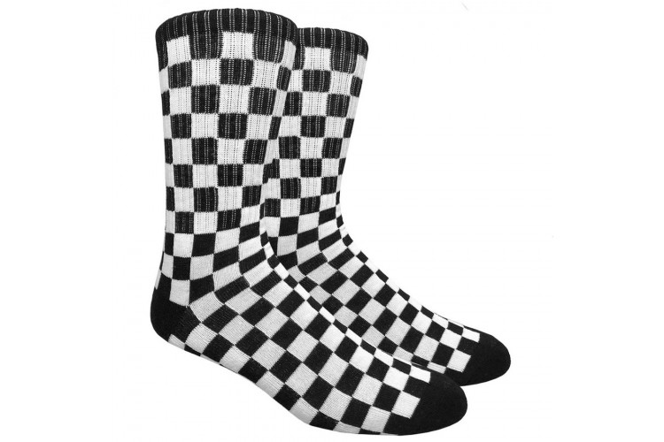 Black White Checkered Board Padded Crew Socks sz 5-11