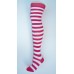 Cotton White With Hot Pink Striped Over Striped  Thigh High Socks