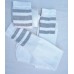 23 " White cotton tube socks with 3 gray stripes