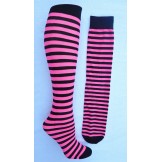 Opaque black and neon  pink striped..