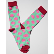 Mint Green and pink polka dot dress socks size 8-12