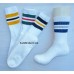 Pack of sz 8-12 White 3 stripe fitted cotton crew socks 