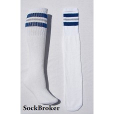 19 inch White Tube Socks Royal blue/ Gray 3 Stripe