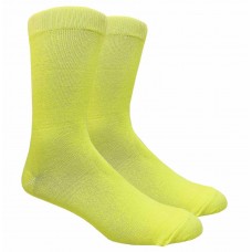 Neon Yellow Cotton Dress Socks  - Men's