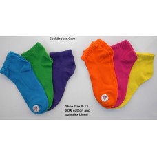 6 Pack cotton colorful trainer ankle socks shoe size 7-12