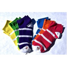 6 Pack Cotton Colorful Trainer Ankle Socks Size 8-12