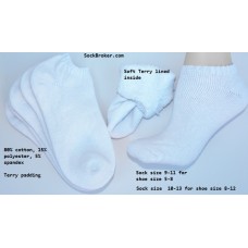 12 Pack of 80% Cotton Terry Line No Show Trainer socks