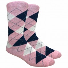 Heather Pink Cotton Argyle Dress Socks