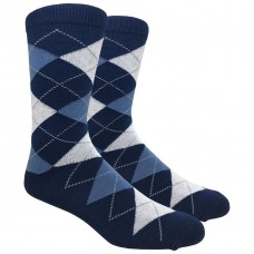 Navy Blue Cotton Argyle Dress Socks