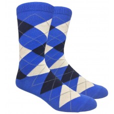 Royal Blue Cotton Navy Argyle socks- Men's
