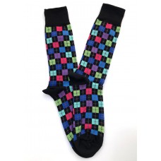 Black Colorful Checkered Dress / Crew socks-Men's 
