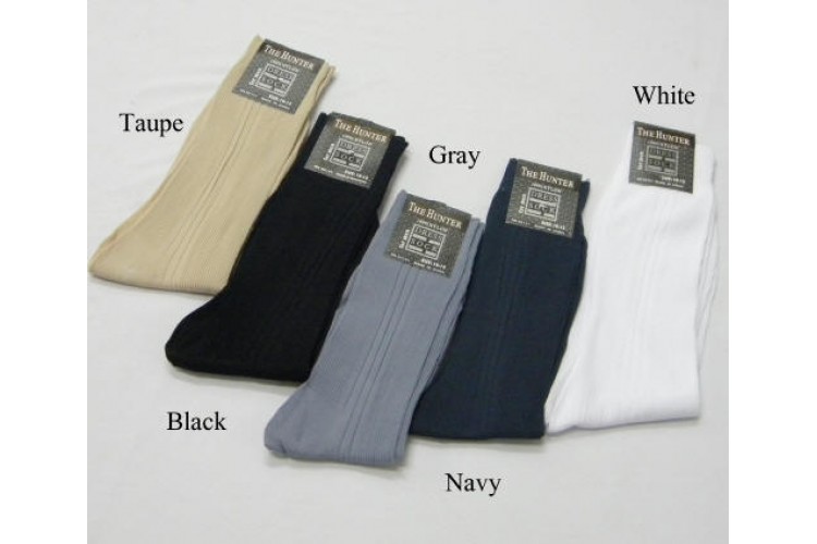 6 Assorted pairs of thin nylon ribbed dress socks