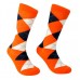 Orange Argyle Cotton Comfort Dress Socks- Men's