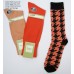 Orange Peach Cotton Hounds Tooth Dress Socks-Men's