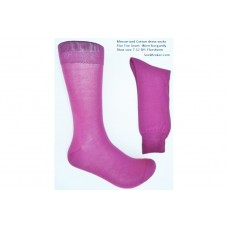 Premium burgundy wine color mercerized cotton dress socks-Men's