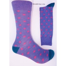 Cotton purple and pink polka dot dress socks-Men's
