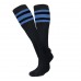 3 Pairs of Black 23 inch Old School three striped tube Knee High socks