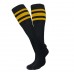 6 Pairs of Black 23 inch Old School three striped tube Knee High socks