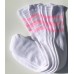 24 inch white old school tube socks w/ 3 Light baby pink stripes