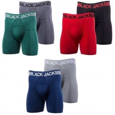 6 Pack Black Jack Sports Men's Long Leg Seamless Boxer Briefs