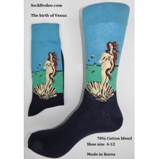 Birth of Venus cotton dress socks navy blue