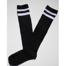 Black with 2 White Striped Knee High Socks Black with 2 White Striped Knee High Socks