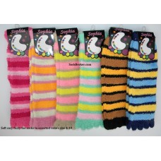 6 Assorted soft cozy Striped Toe Socks