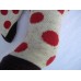 Men's beige and red polka dots crew / dress socks