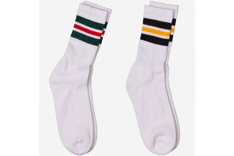 Pack of sz 8-12 White 3 stripe fitted cotton crew socks