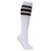 23 Inch White Tube Knee High Socks With Old School Three Striped