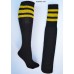 6 Pairs Of 19" Long Black 3 Striped Tube Socks