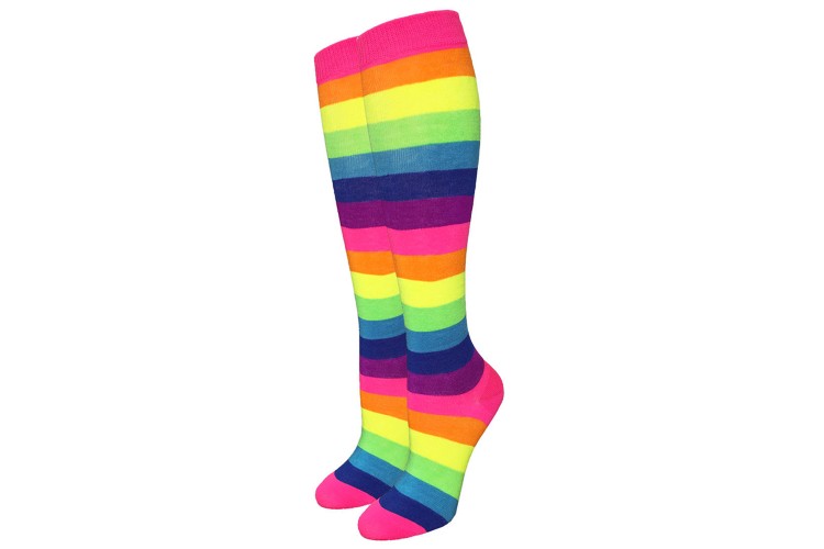 Pink Rainbow Striped Knee High Socks 