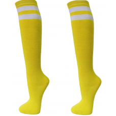 Double striped NeonYellow knee high socks 