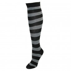 Black and Charcoal Striped Knee High Socks