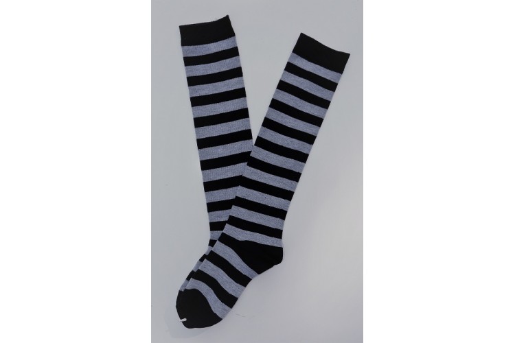 Black and Light Gray Striped Knee High Socks
