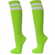 Double striped Neon green knee high socks 