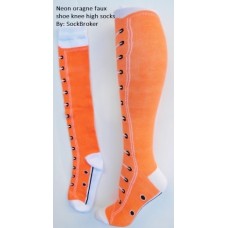 Neon Orange faux shoe knee high socks Neon Orange faux shoe knee high socks