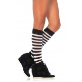 Opaque black and white striped knee..
