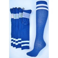 Royal blue knee high socks with double ( 2 ) white stripes Royal blue knee high socks with double ( 2 ) white stripes