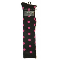 Julietta black knee high socks with pink polkadots