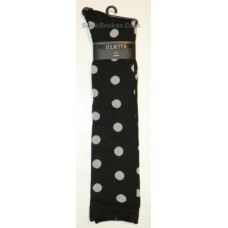 Julietta Black knee high socks with white polka-dots