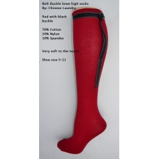 Sale!!!!! Red  belt buckle knee high socks by Chinese Laundry