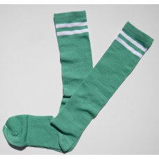 Light green knee high socks with double ( 2 ) white stripes